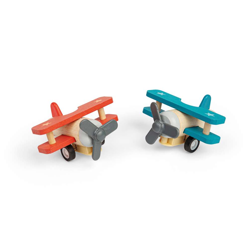 Pull Back Bi-Planes - Red, Blue (Pack of 2)