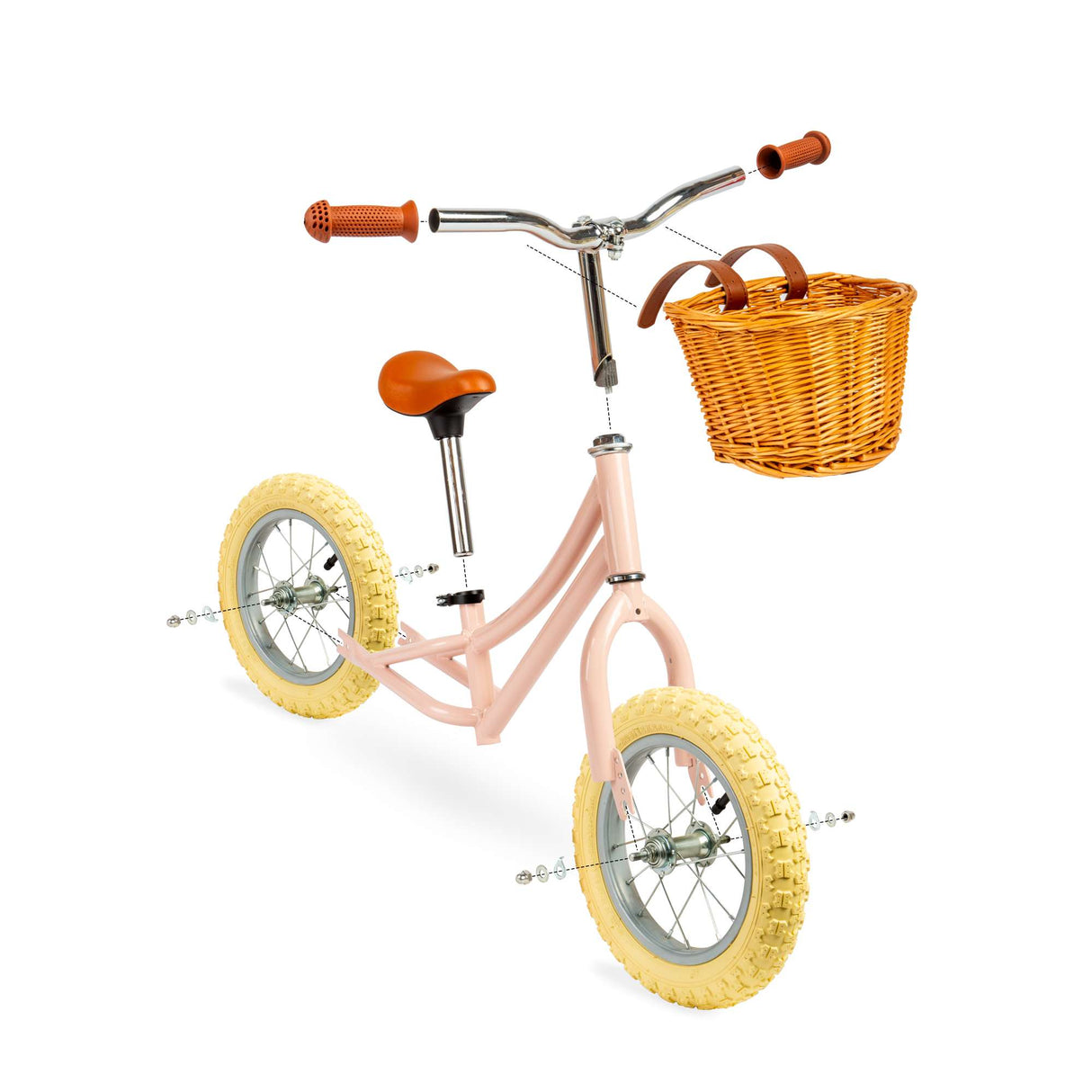 Pink Toddlers Balance Bike With Basket