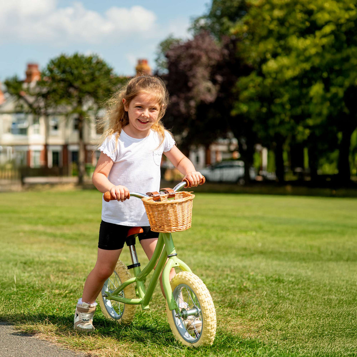 Green Toddlers Balance Bike With Basket