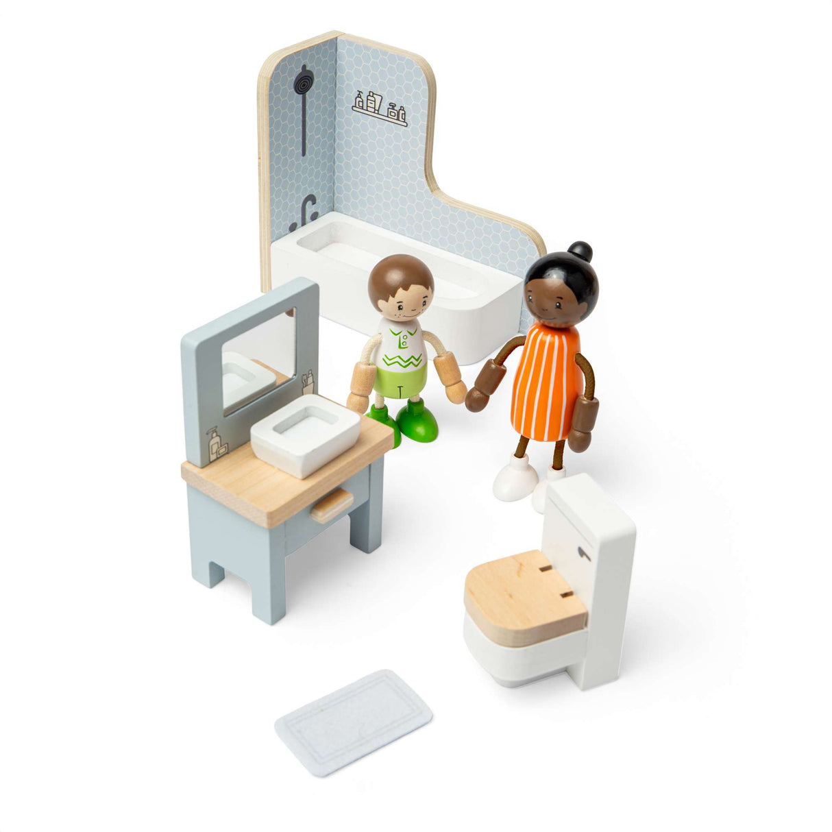 Bathroom Set - Wooden Dolls House Furniture, Dollhouse Accessories