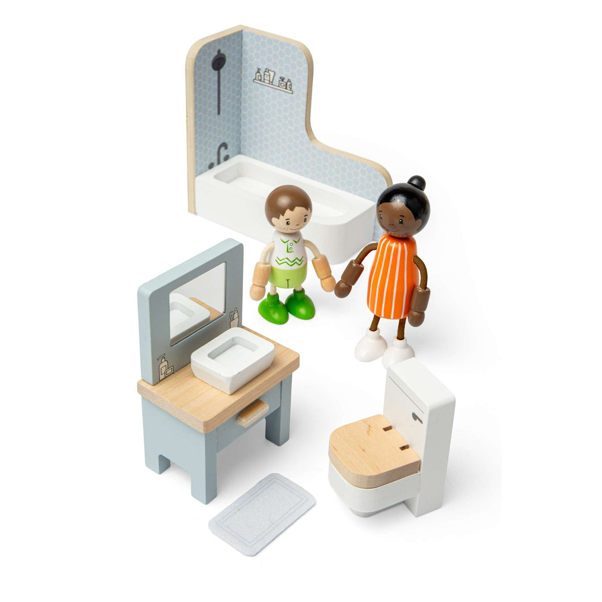 Bathroom Set - Wooden Dolls House Furniture, Dollhouse Accessories