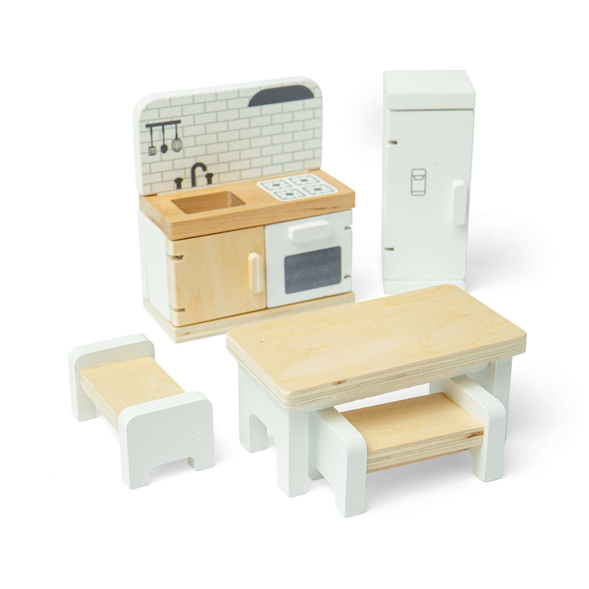 Kitchen Set- Wooden Dolls House Furniture, Dollhouse Accessories