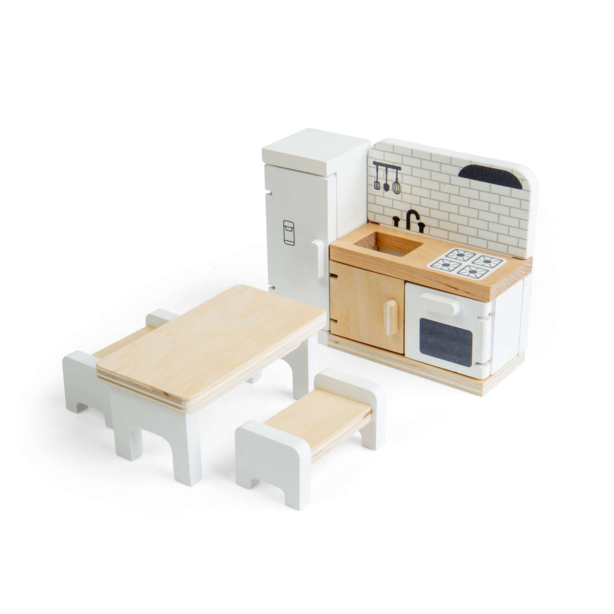 Kitchen Set- Wooden Dolls House Furniture, Dollhouse Accessories