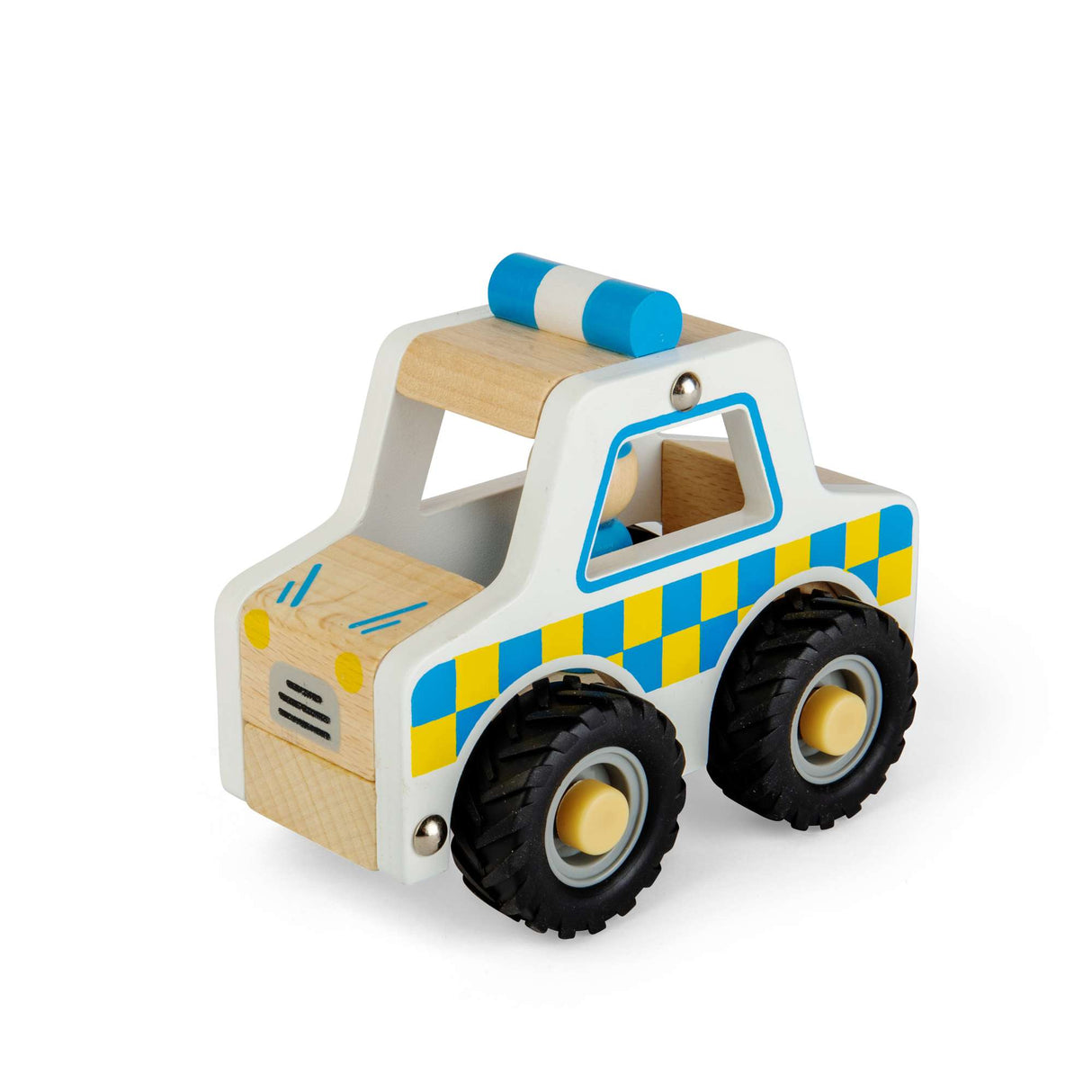 Mini Police Car - Wooden Vehicle Toy, Role Play Cars for Toddlers