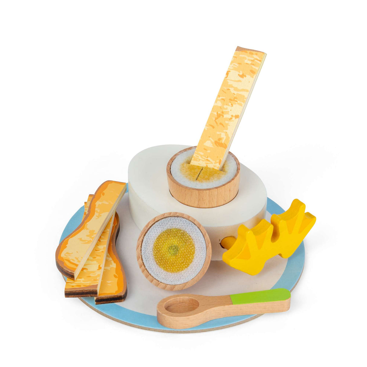 Bigjigs Toys Dippy Egg -Wooden Play Food Set, Pretend Breakfast Playset for Kids