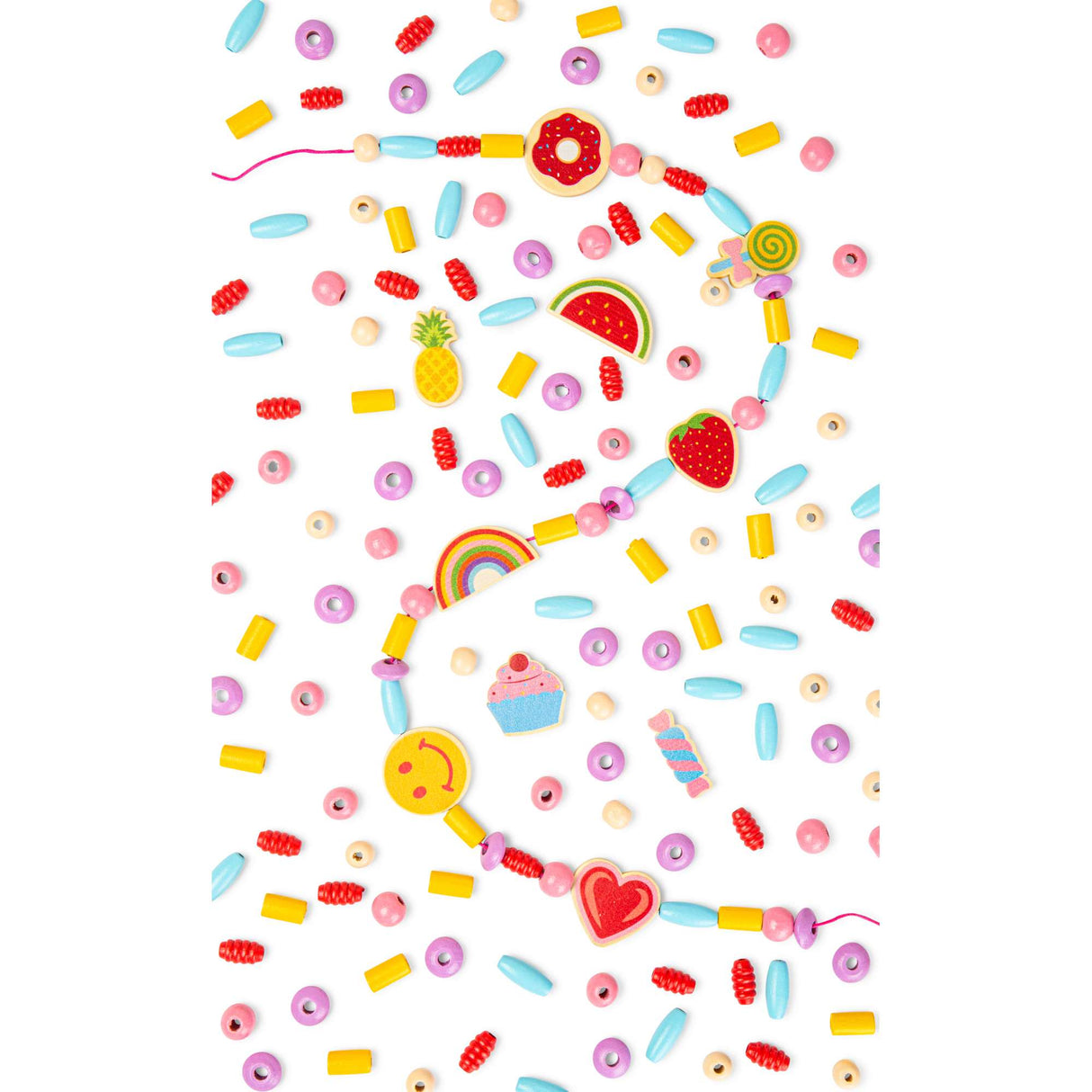 Bigjigs Toys Cheerful Charms Jewellery Set- Kids' Necklace & Bracelet Making Kit