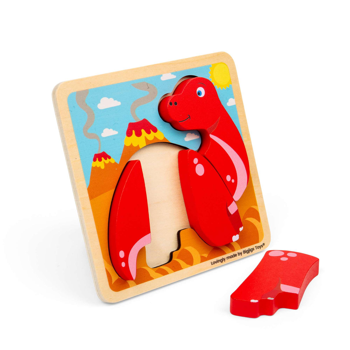 Bigjigs Toys Lift Out Diplodocus- Dinosaur Chunky Wooden Puzzles, Toddler Puzzle
