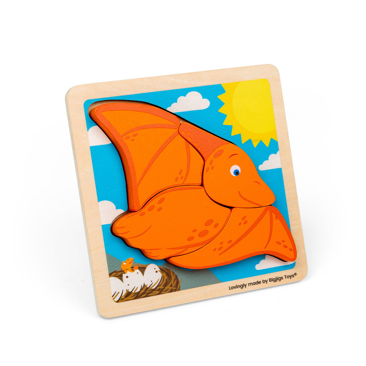 Bigjigs Toys Chunky Lift Out Pterodactyl- Dinosaur Wooden Puzzle for Toddlers
