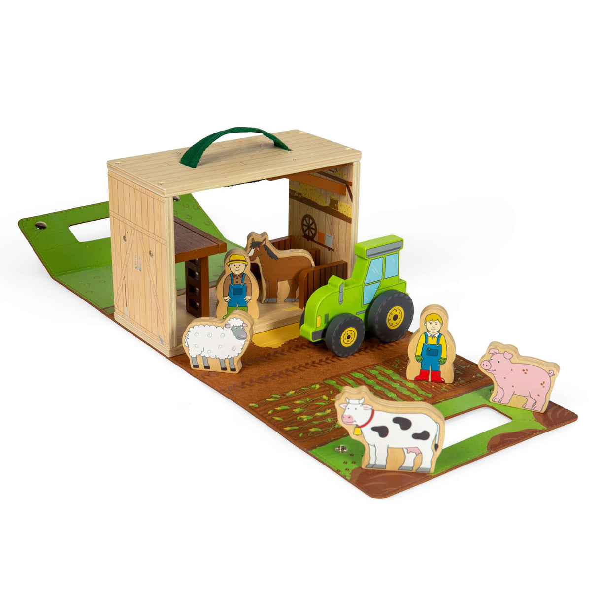 Bigjigs Toys Farm On The Go- Portable Playset for Kids, Toy Animals Travel Set