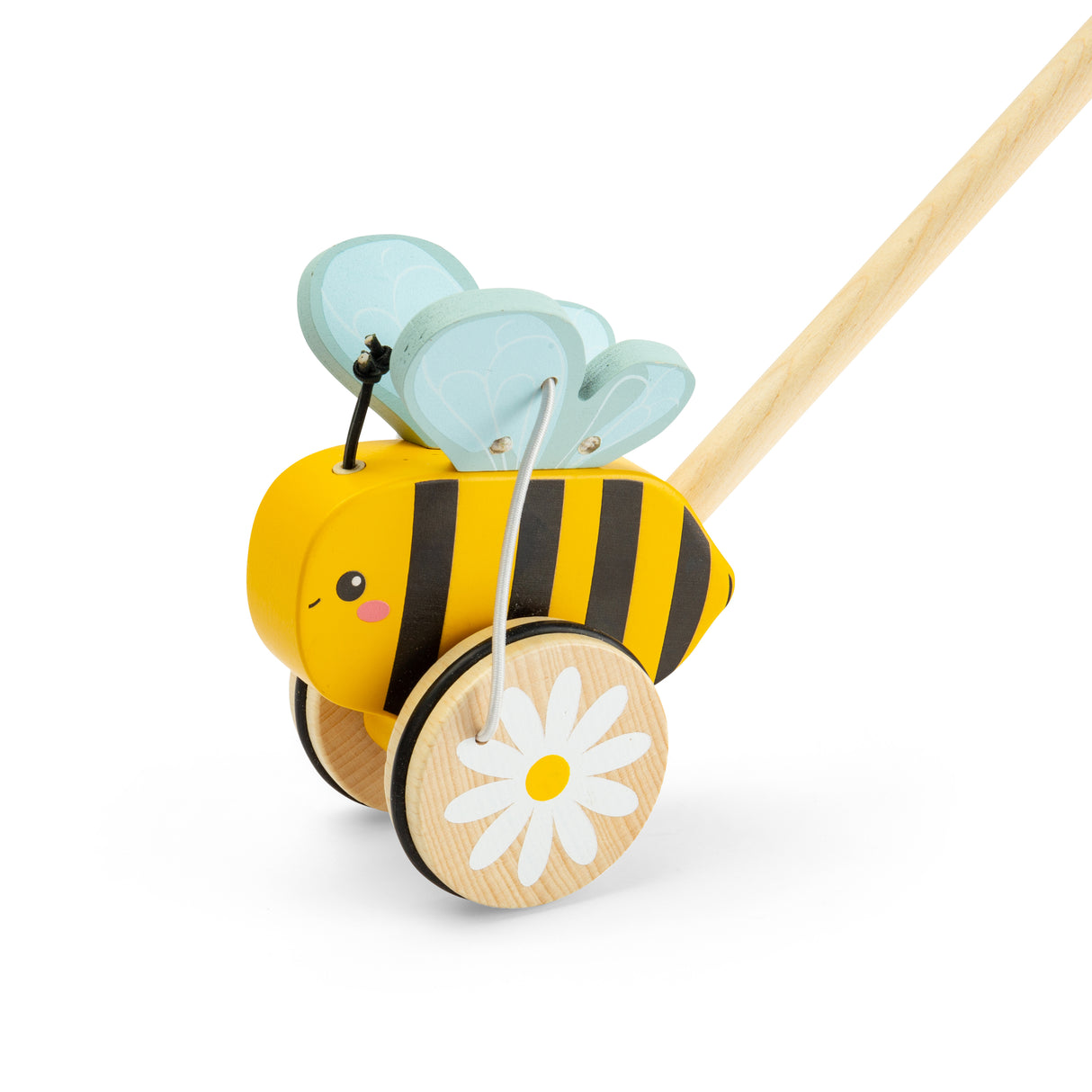 Bigjigs Toys Bee Push Along- Wooden Walking Toy for Toddlers, Walker with Handle