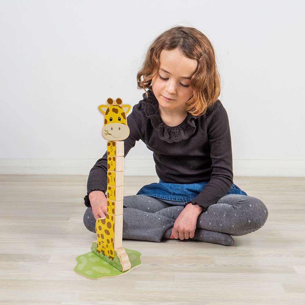 Counting Wobble Neck Giraffe- Kids Wooden Animal Stacking Block Toy