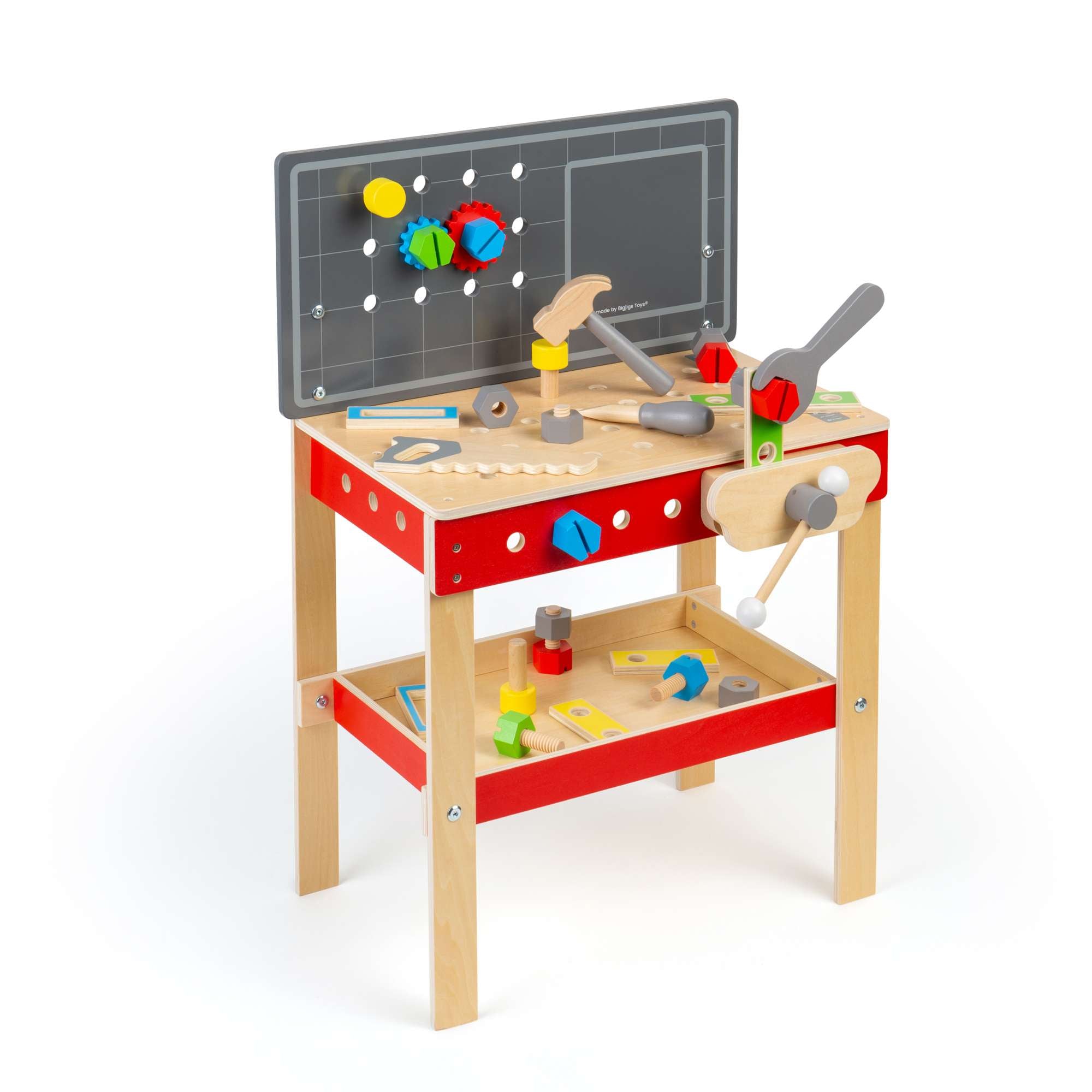 Workers' Workbench - 34pc Wooden Tool Bench, Construction Role