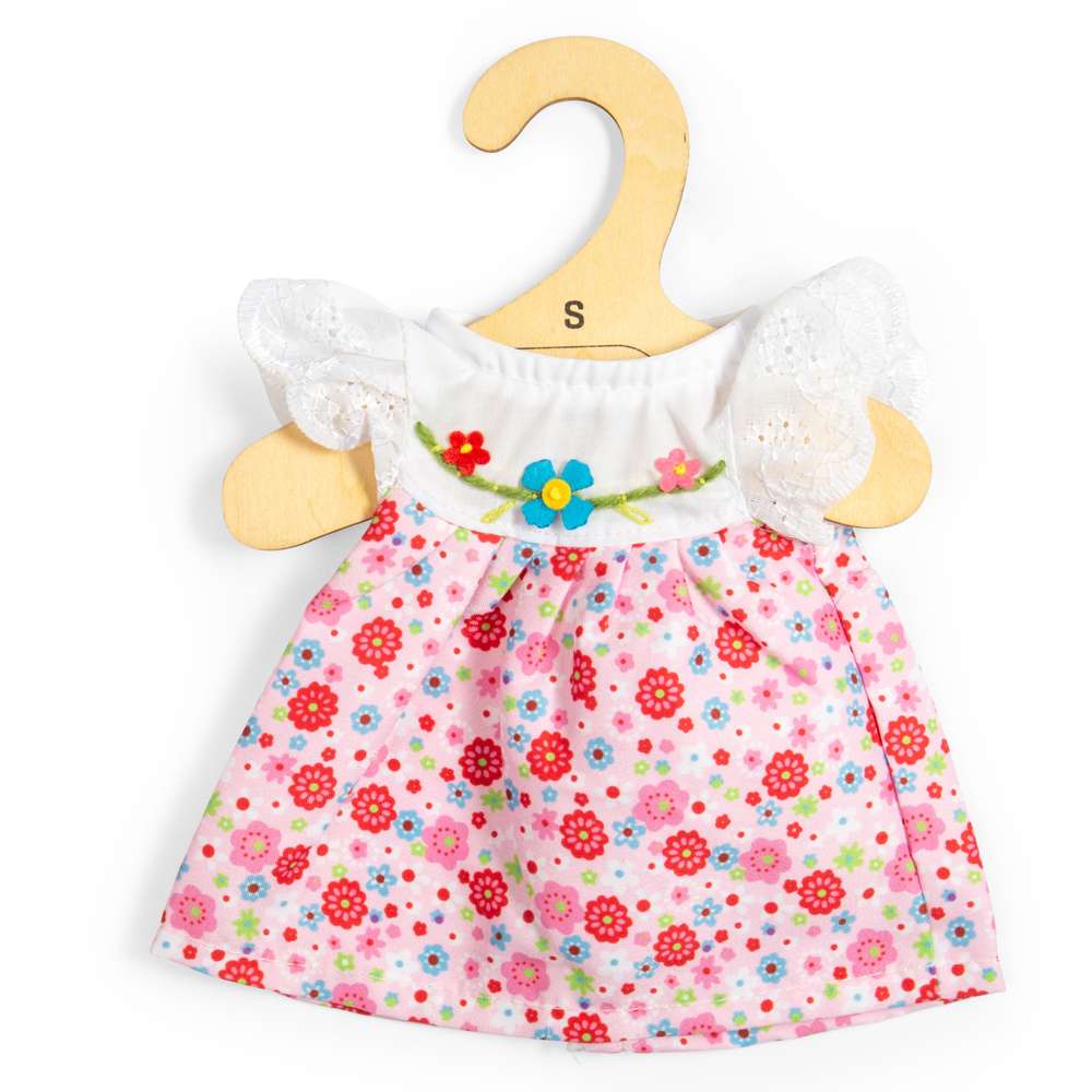 Bigjigs Toys Pink Dress Lace Sleeves Small- Doll Clothing, Clothes for Soft Toy