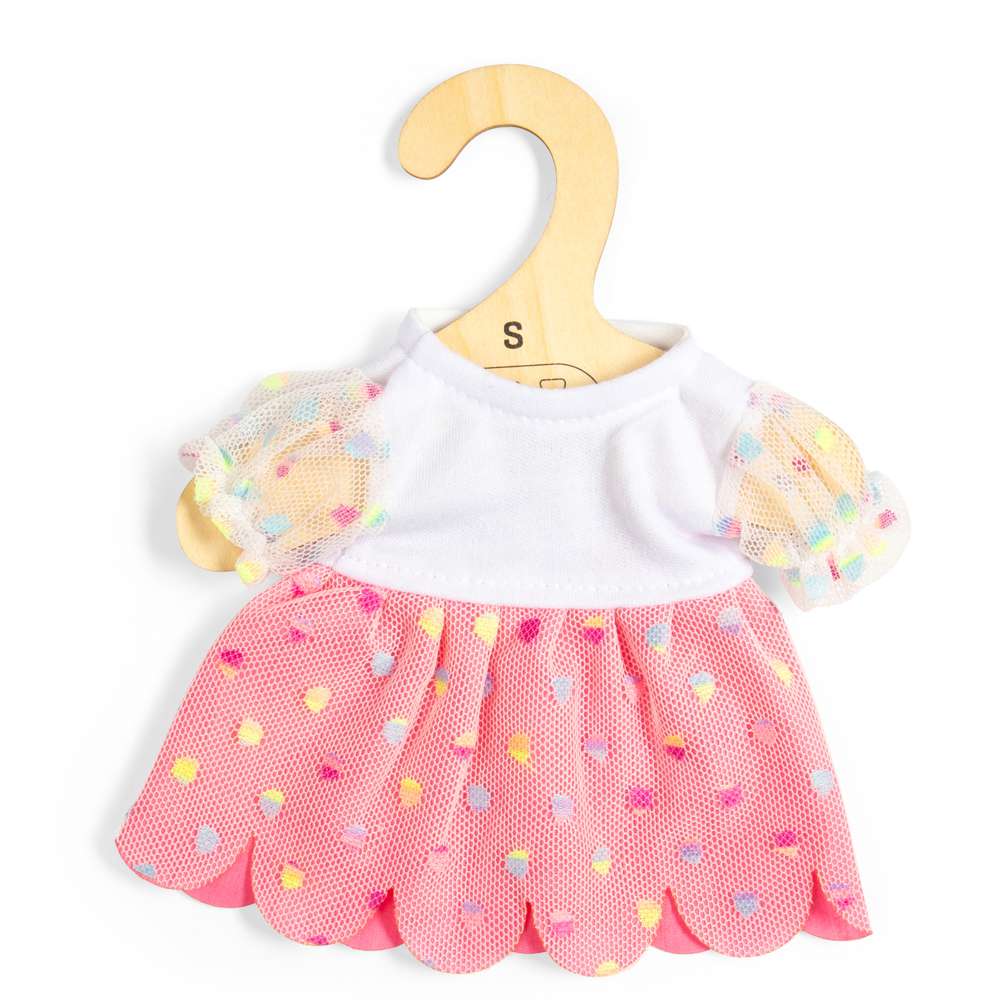 Bigjigs Toys Pink Party Dress - Small- Doll Clothes, Dresses for Kids Soft Dolls