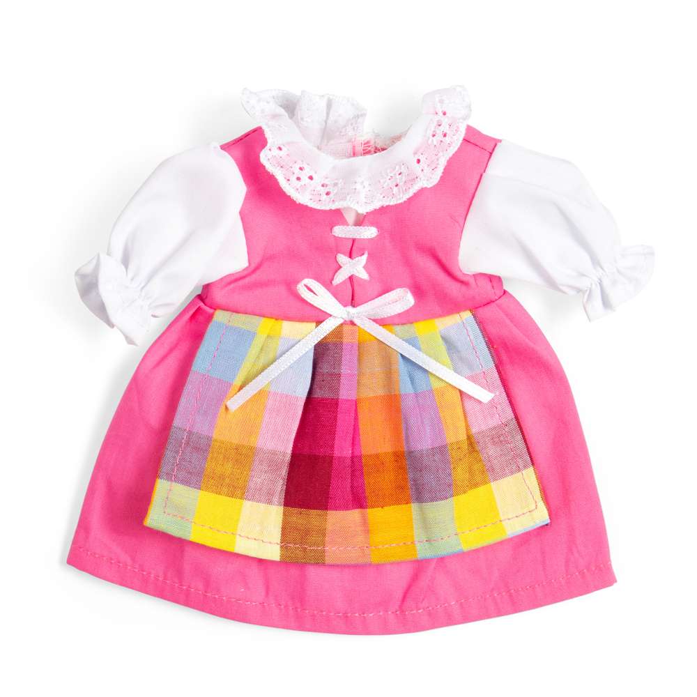 Bigjigs Toys Pink Dress with Pinafore- Small- Doll Clothes for Kids' Soft Dolls