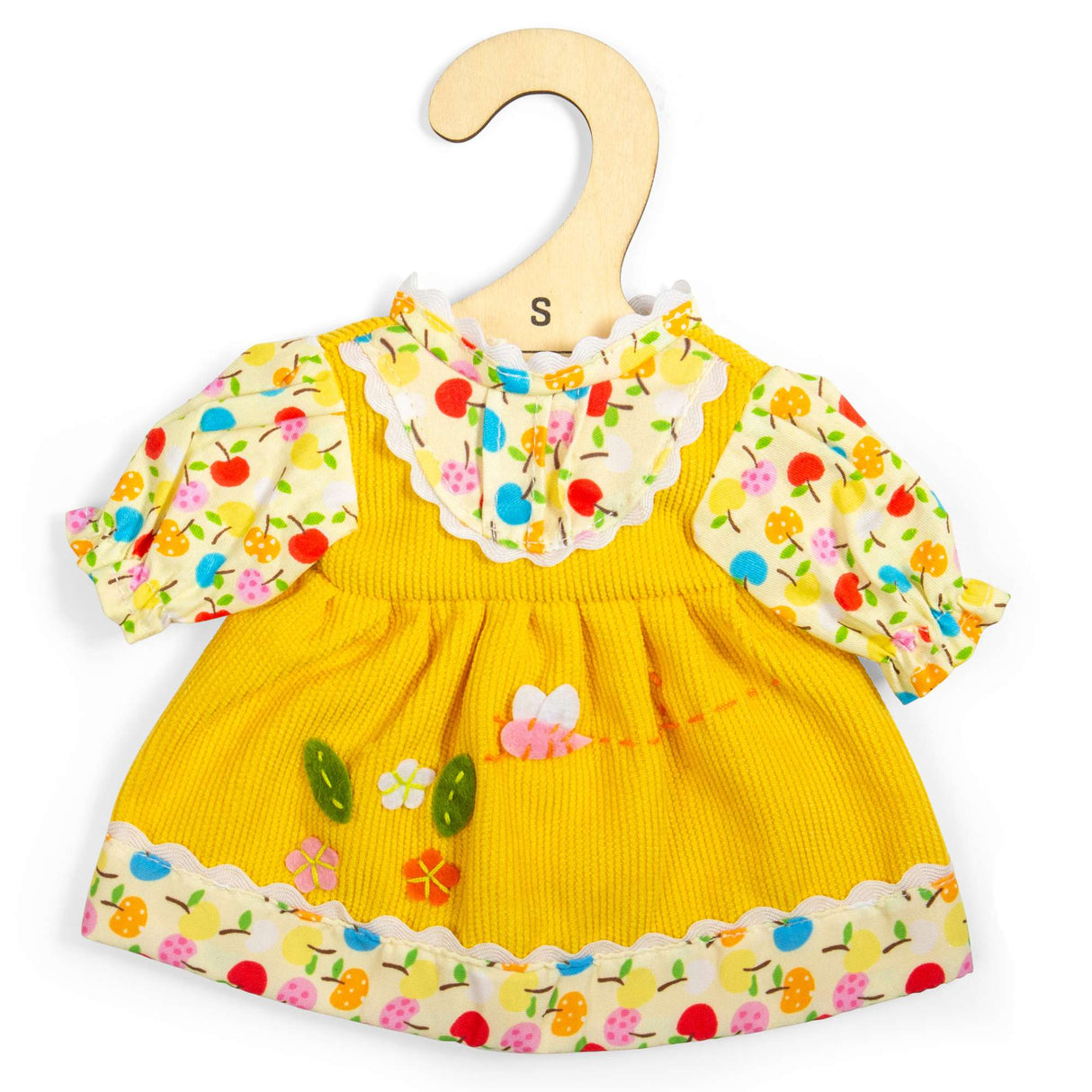 Yellow Floral Doll Dress (Small) - Outfit For Dressing Soft Dolls
