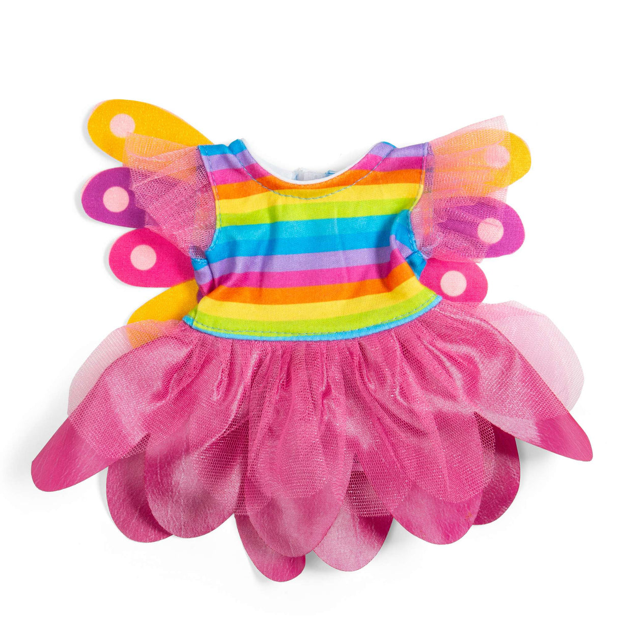 Rainbow Fairy Dress Medium Size Doll Clothes with Pink Tutu and Wings