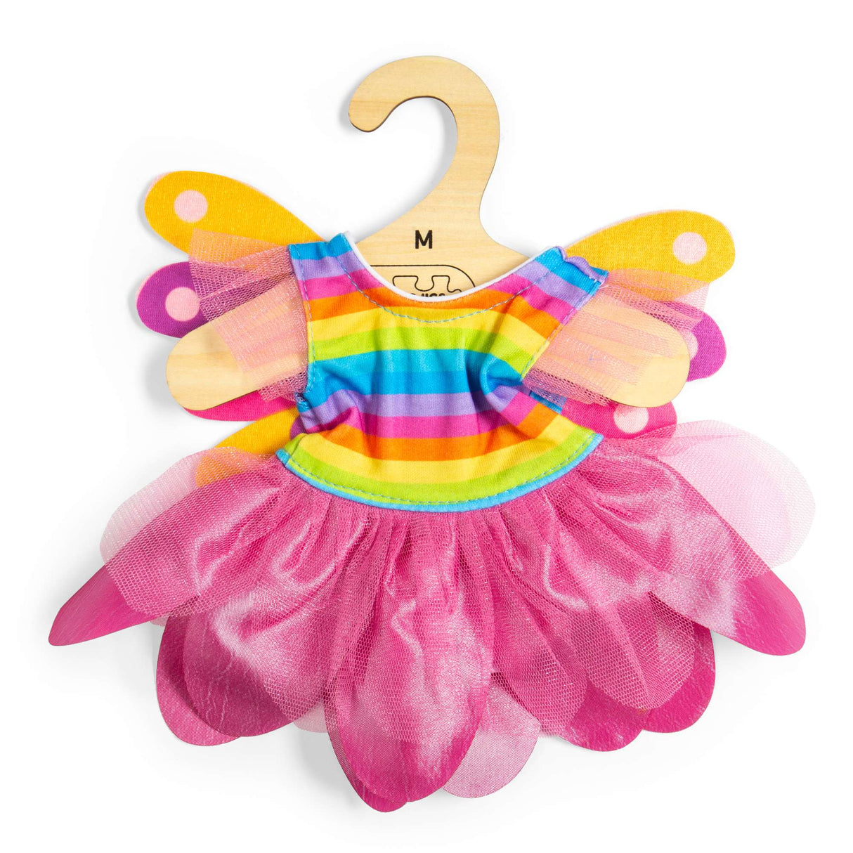 Rainbow Fairy Dress Medium Size Doll Clothes with Pink Tutu and Wings