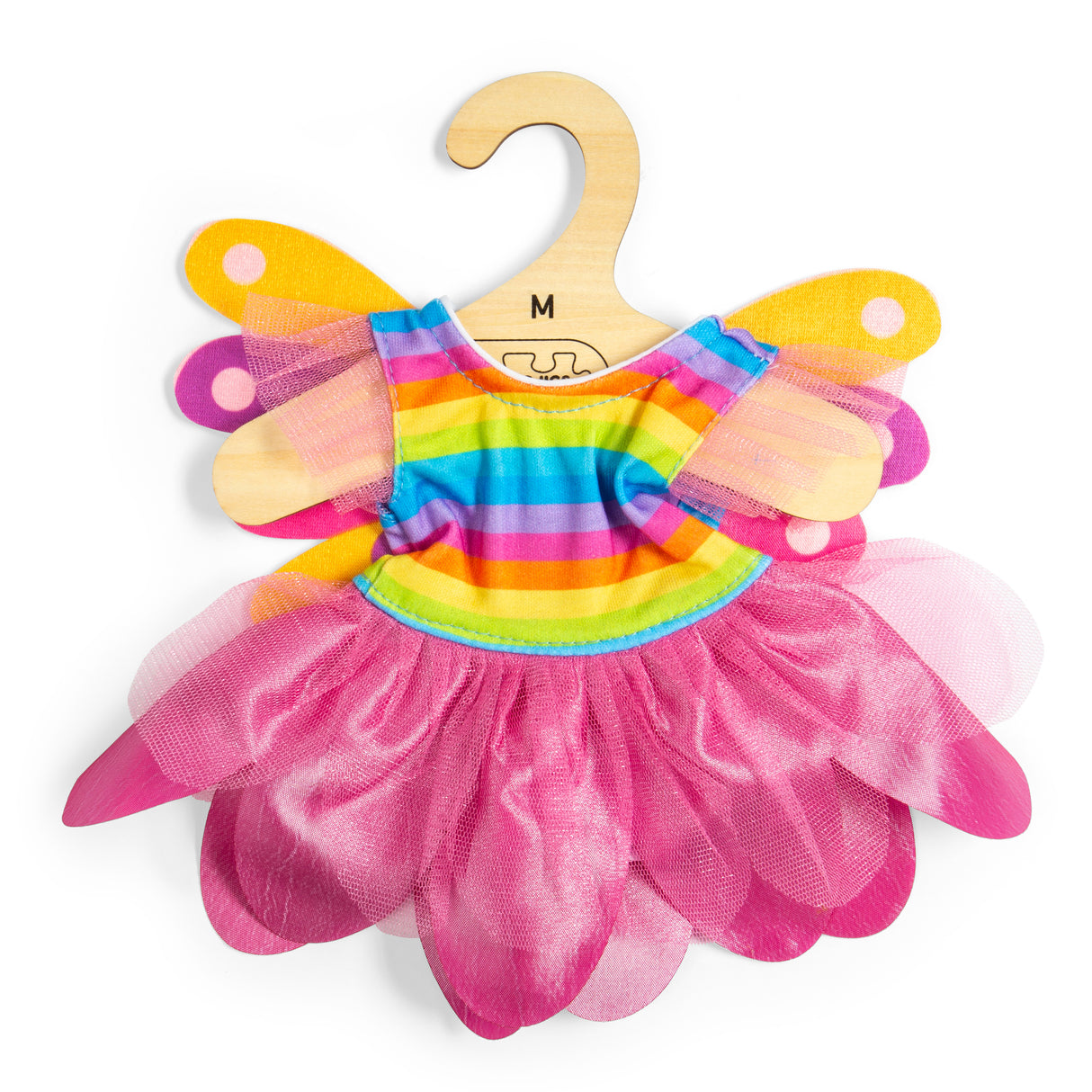 Rainbow Fairy Dress Medium Size Doll Clothes with Pink Tutu and Wings
