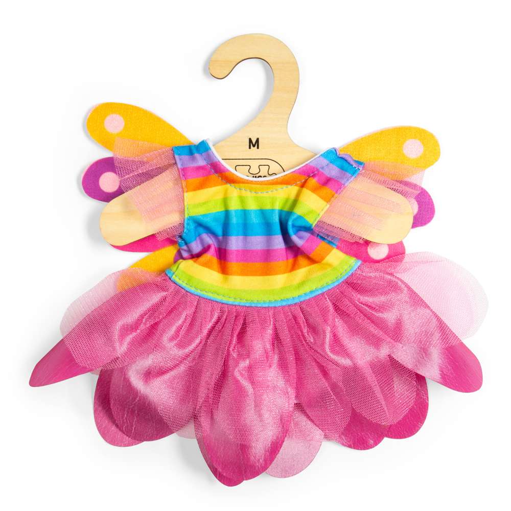 Rainbow Fairy Dress Medium Size Doll Clothes with Pink Tutu and Wings