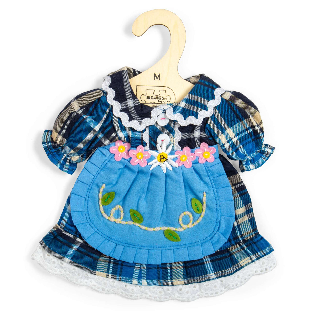 Checkered Blue Dress Medium Size Doll Clothes Bigjigs Toys
