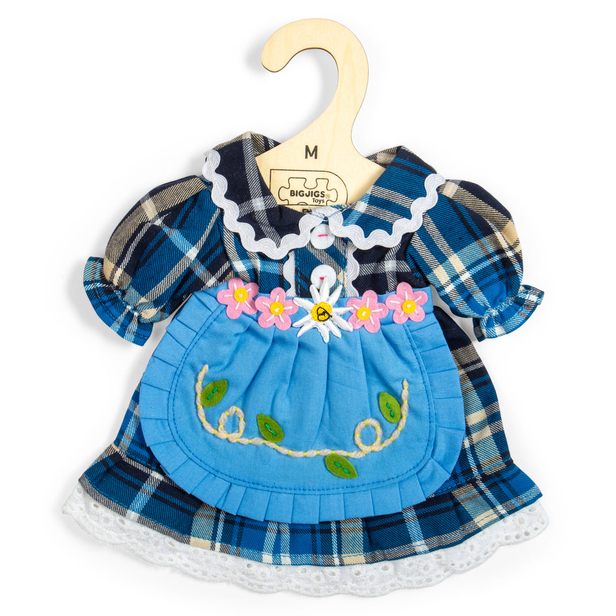 Checkered Blue Dress Medium Size Doll Clothes Bigjigs Toys