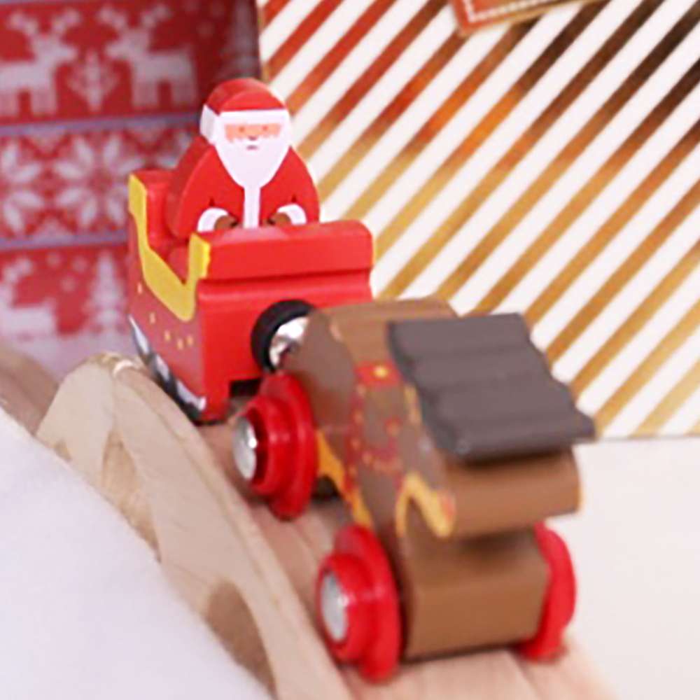 Santa Sleigh with Reindeer Wooden Train Accessory