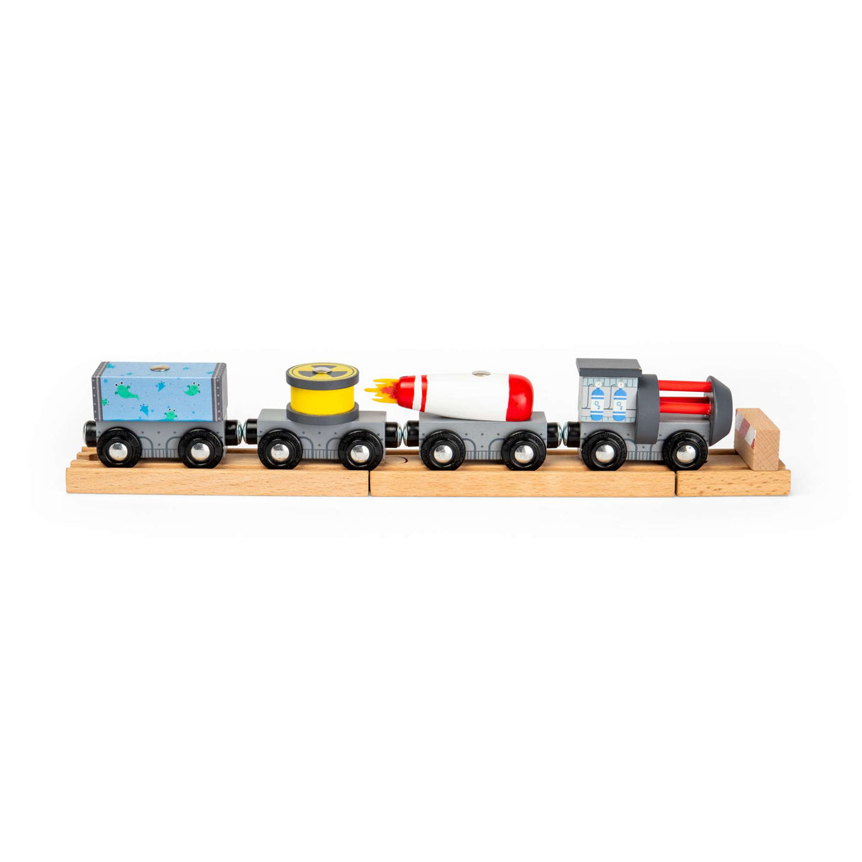 Space Train Kids Wooden Railway Engine & Carriages