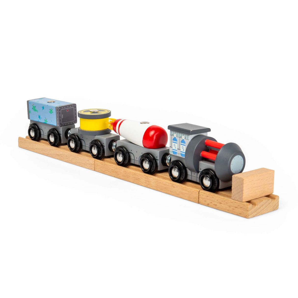 Space Train Kids Wooden Railway Engine & Carriages