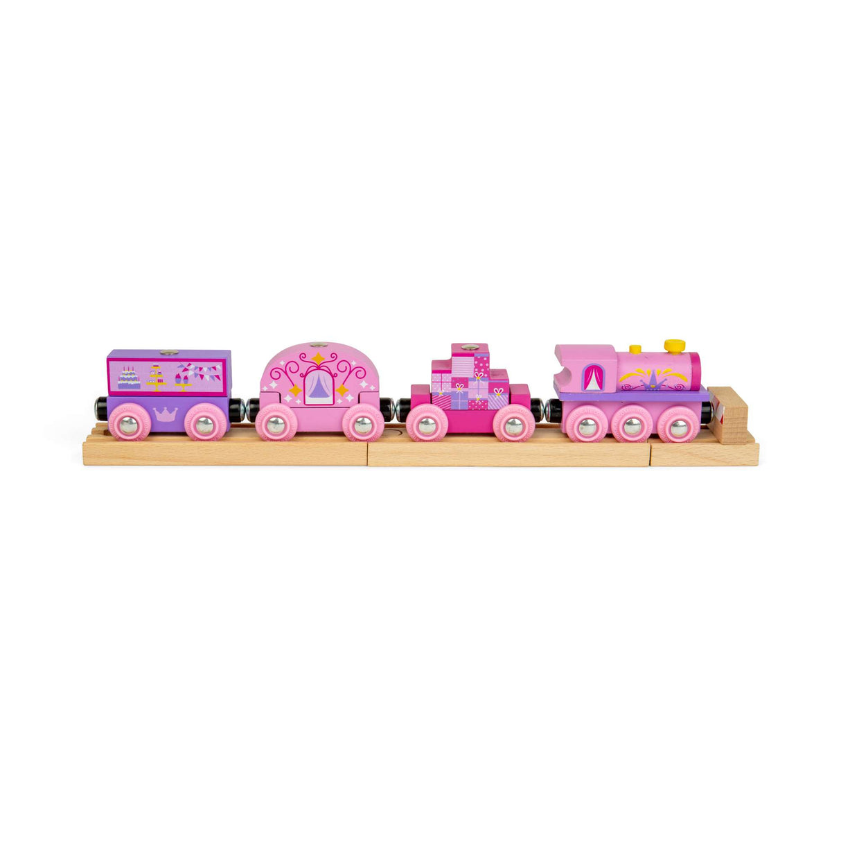 Princess Train Kids Wooden Railway with Pink Engine & Carriages