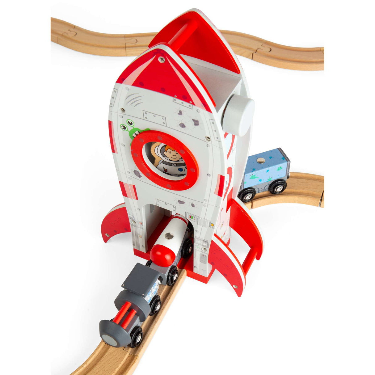 Rocket Ship- Wooden Railway Accessory, Spaceship Toy for Train Set