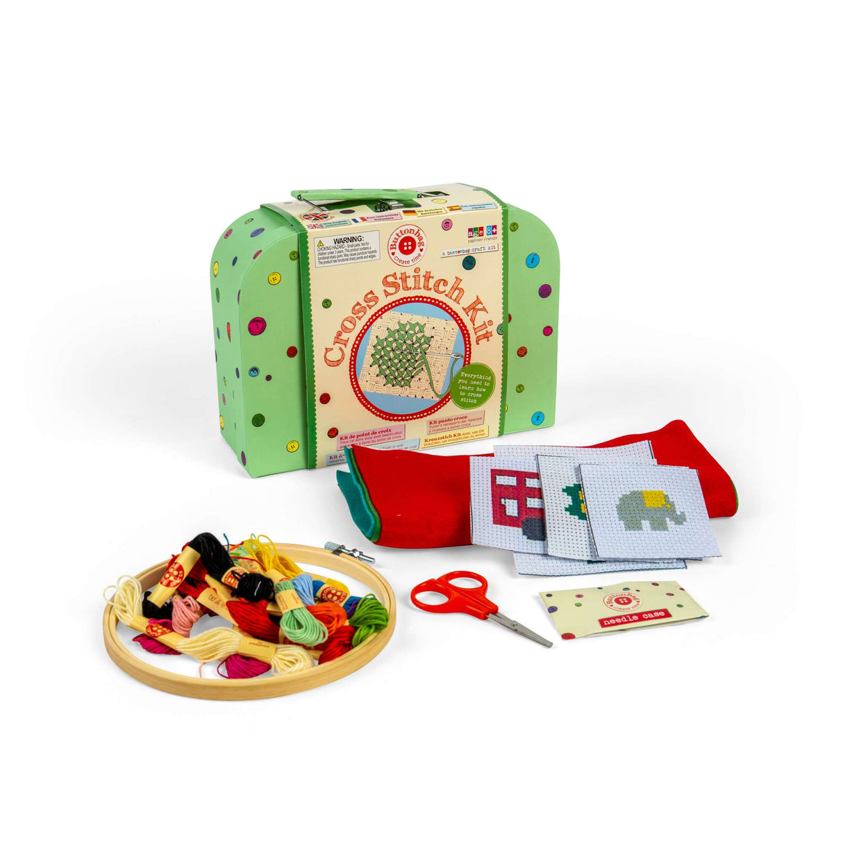 Buttonbag Cross Stitch Kit for Beginners and Children (9 Projects)