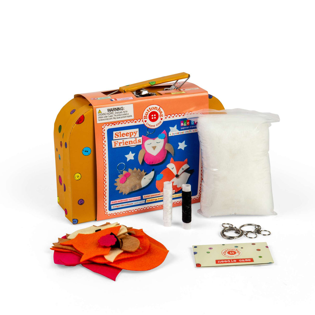 Buttonbag Sleepy Friends Felt Sewing Kit: Fox, Hedgehog, Owl Craft