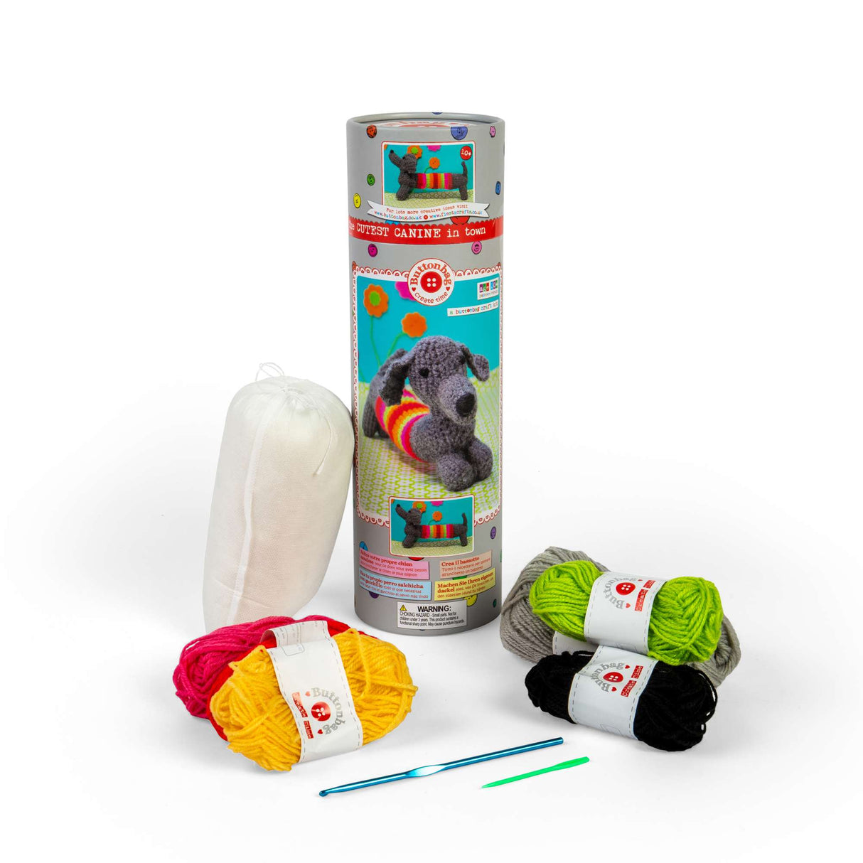 Buttonbag Crochet Sausage Dog Kit - Learn to Crochet, Crafts for All Ages
