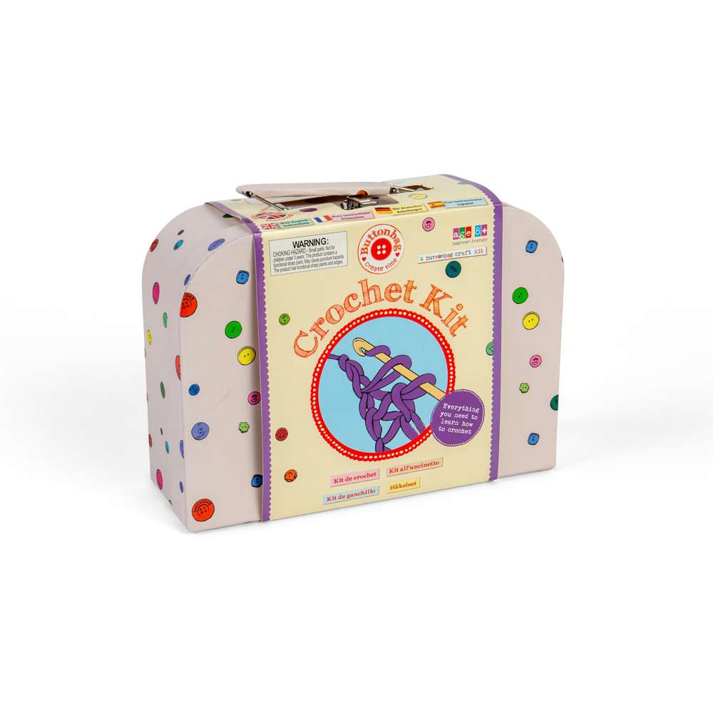 Buttonbag Crochet Suitcase Kit for Kids - Yarn & Hooks Included