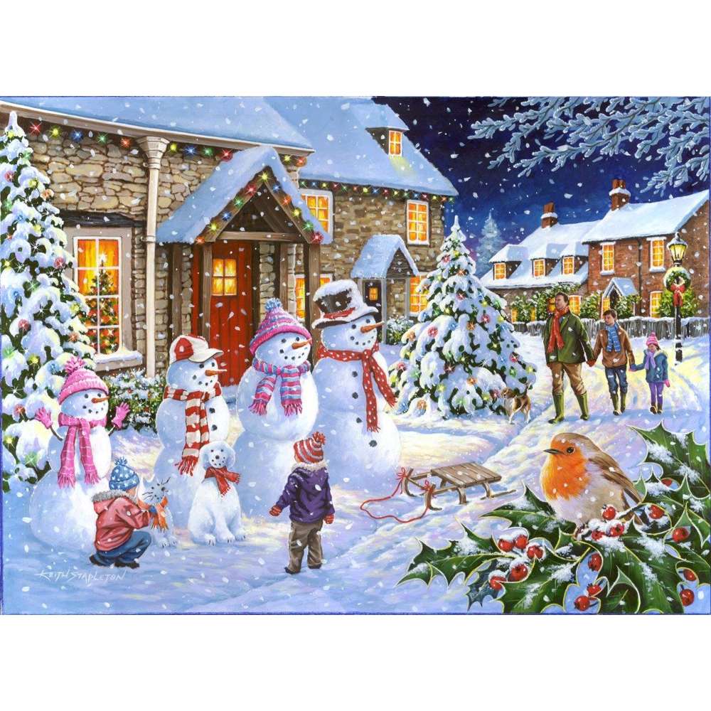Snow Family - 1000 Piece Jigsaw Puzzle - DAMAGED BOX