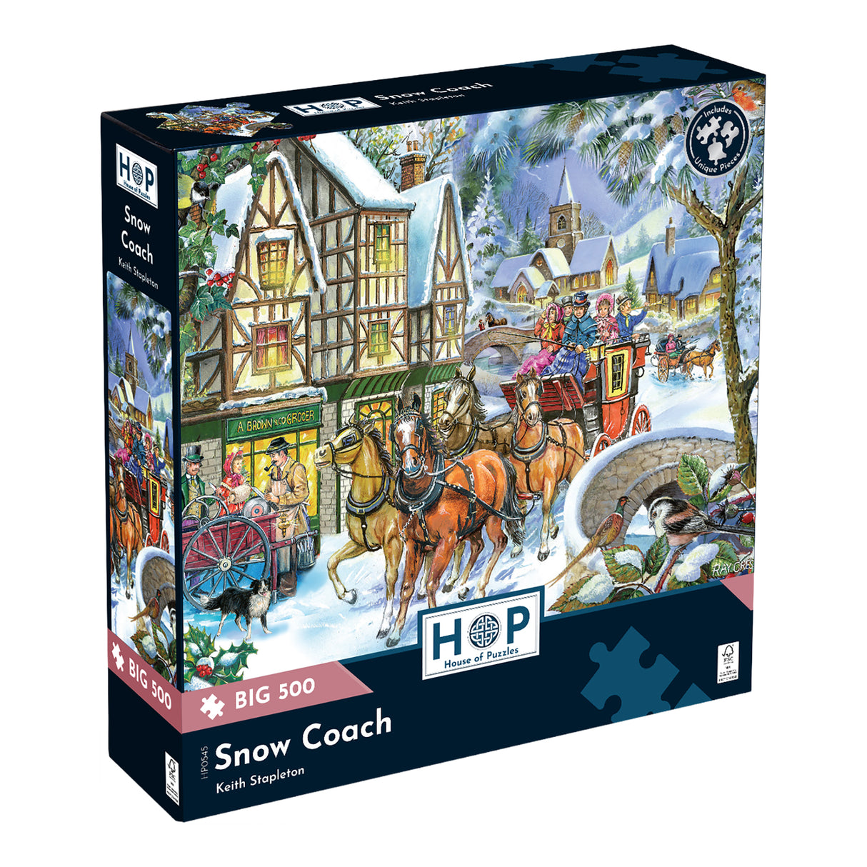 Snow Coach - BIG 500 Piece Jigsaw Puzzle - DAMAGED BOX