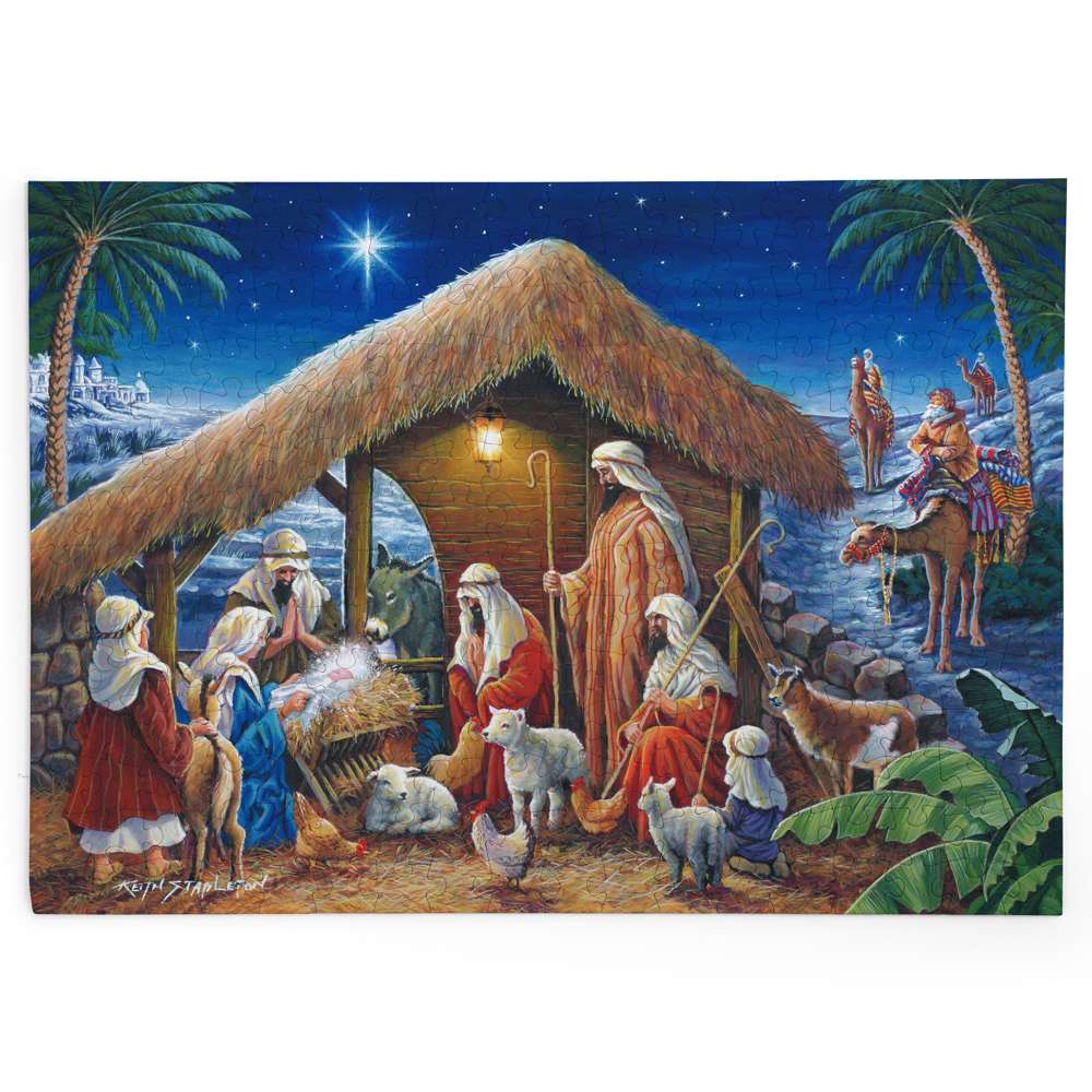 The House of Puzzles Away in a Manger BIG 250 Jigsaw Puzzle- Christmas Jigsaws