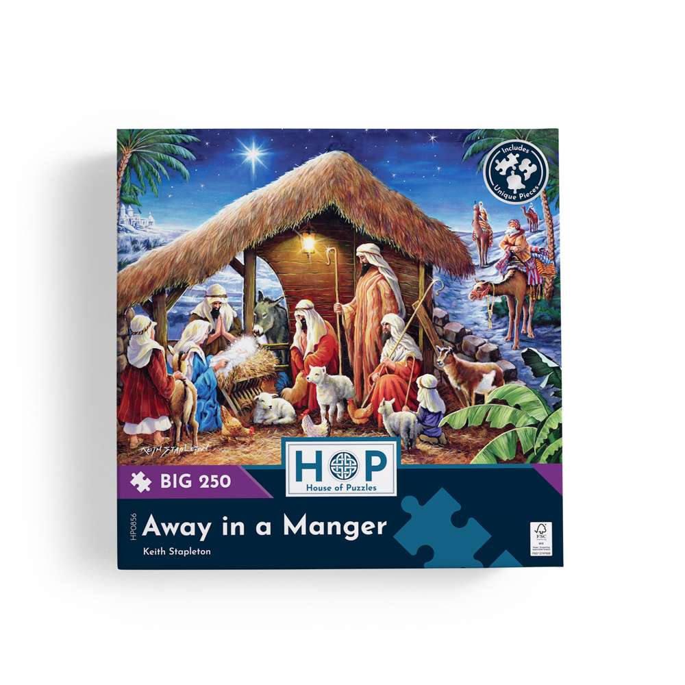 The House of Puzzles Away in a Manger BIG 250 Jigsaw Puzzle- Christmas Jigsaws