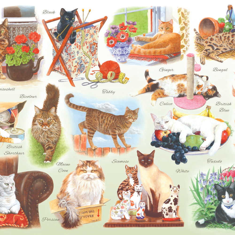 The House of Puzzles A Clowder of Cats BIG 500 Puzzle-XL Piece Cat Jigsaw Puzzle