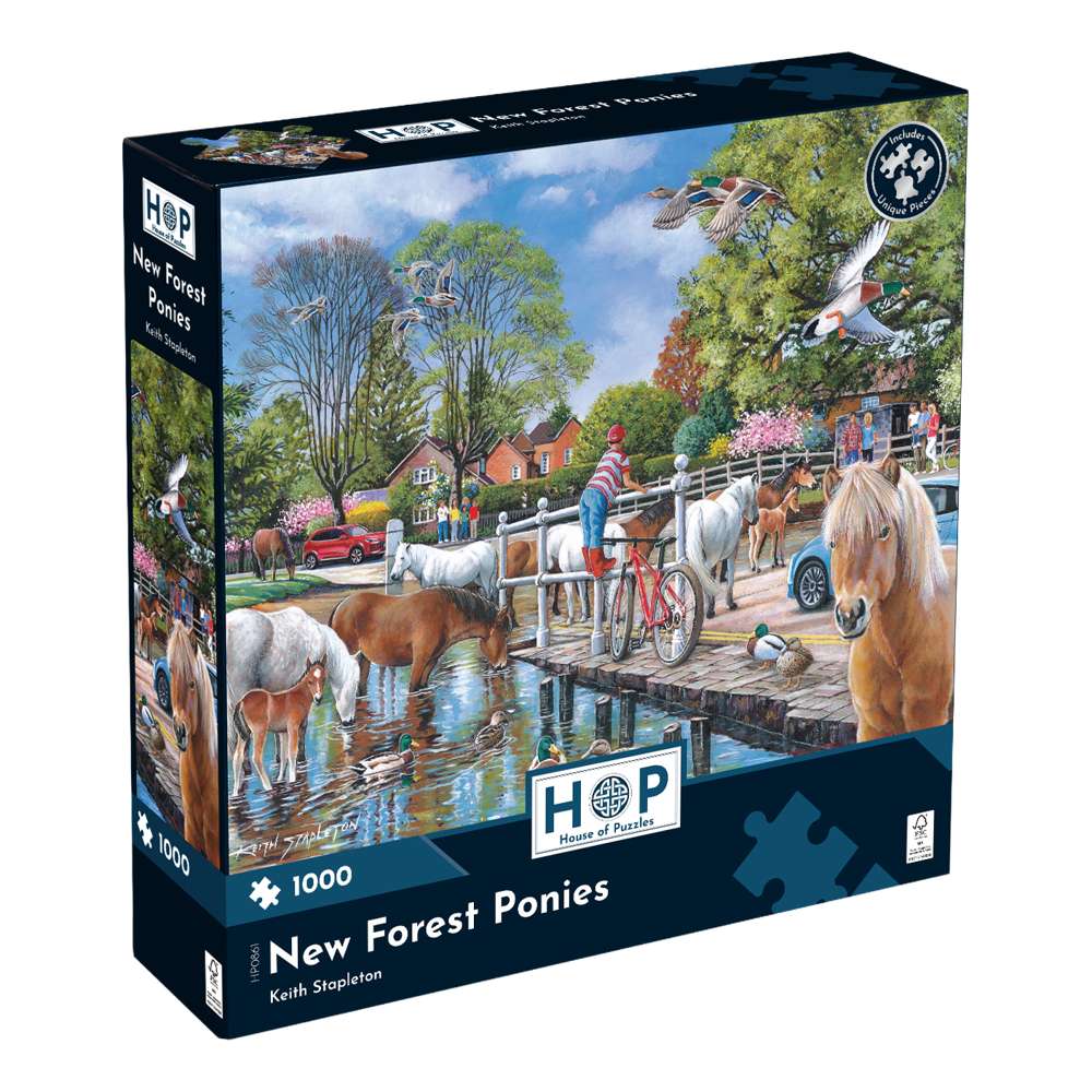 The House of Puzzles New Forest Ponies 1000 Piece Jigsaw Puzzle- Horse Puzzle