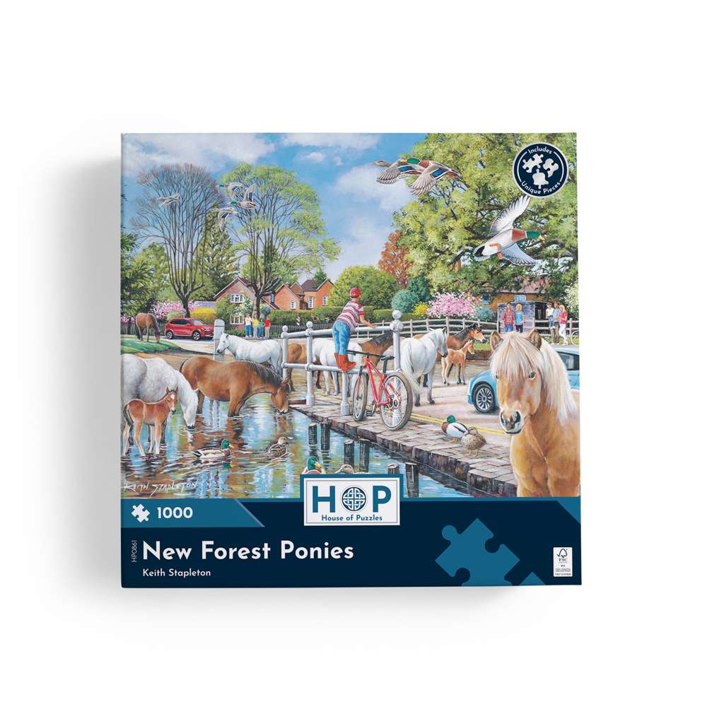 The House of Puzzles New Forest Ponies 1000 Piece Jigsaw Puzzle- Horse Puzzle