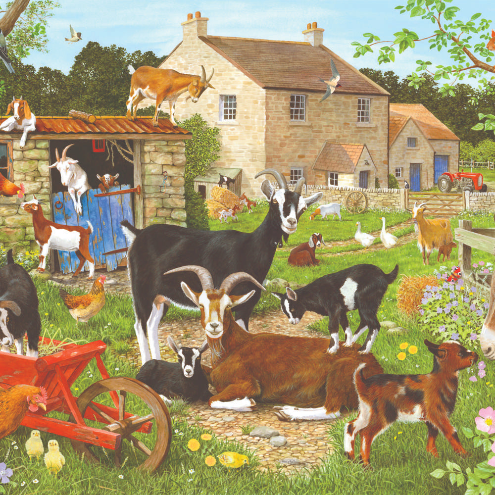 The House of Puzzles Nanny, Billy & the Kids BIG 500 Jigsaw Puzzle- Farm Jigsaws