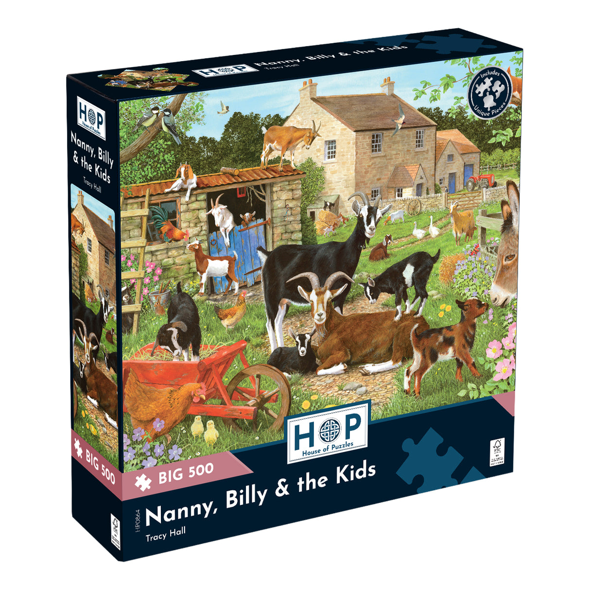 The House of Puzzles Nanny, Billy & the Kids BIG 500 Jigsaw Puzzle- Farm Jigsaws