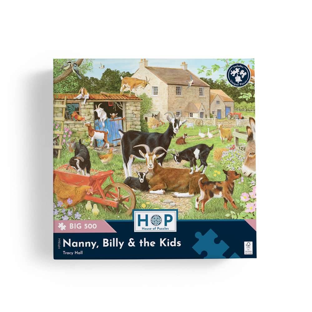 The House of Puzzles Nanny, Billy & the Kids BIG 500 Jigsaw Puzzle- Farm Jigsaws
