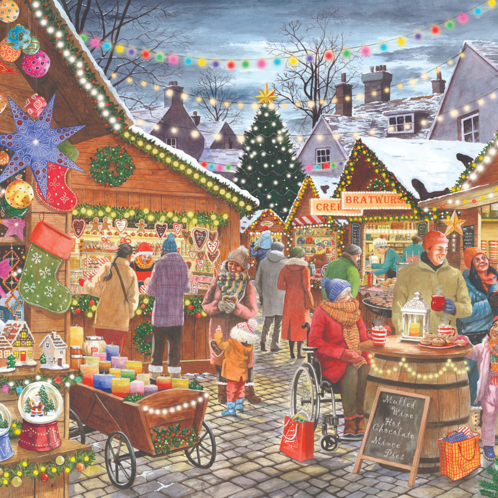 The House of Puzzles Christmas Market 1000 Piece Puzzle - Festive Xmas Puzzles