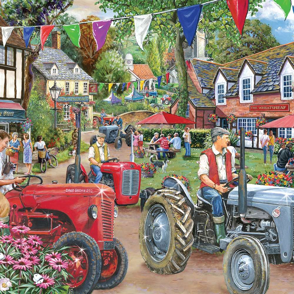 The House of Puzzles Tractor Parade BIG 500 Puzzle - Large Piece Scenic Jigsaw