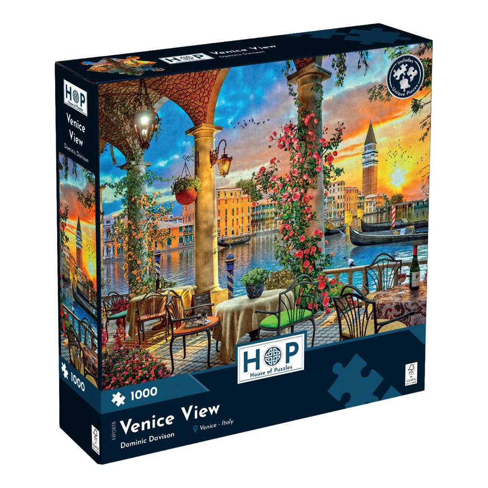 The House of Puzzles Venice View 1000 Piece Jigsaw Puzzle- Italian Scene Jigsaws