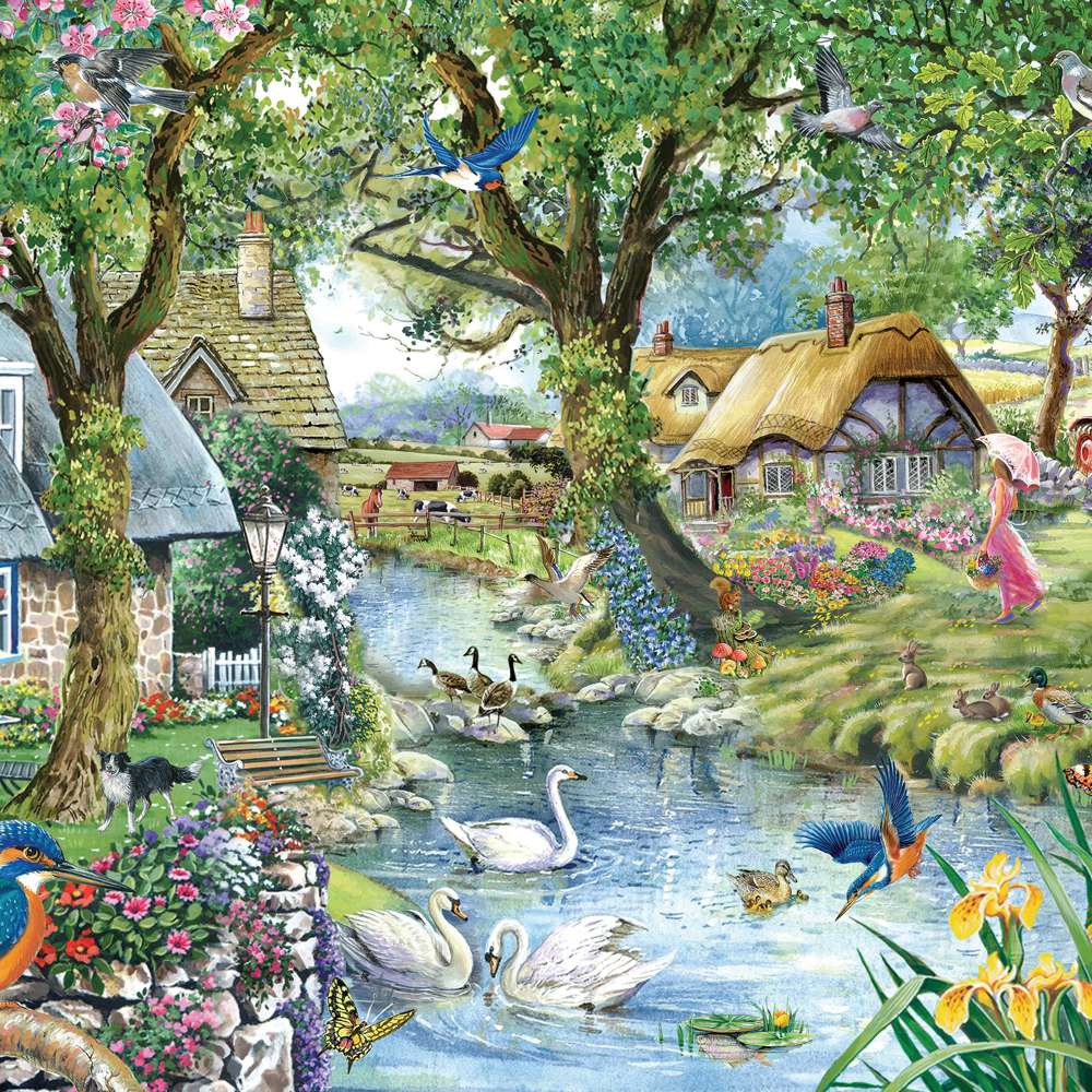 The House of Puzzles Kingfisher Cottage BIG 500 Puzzle - Large Piece Jigsaw