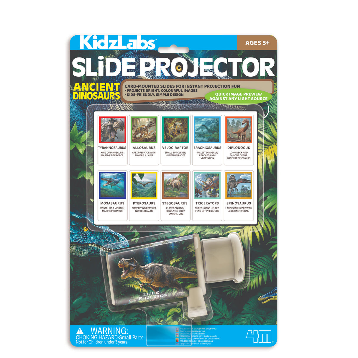 4M Kidzlabs Slide Projector Dino- Kids Projectors with Dinosaur Slides, STEM Toy